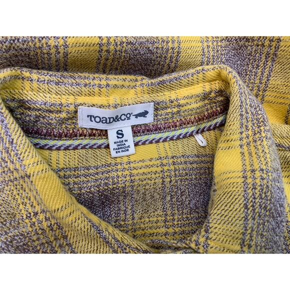 Toad & Co Shirt Bodie Women Size Small Yellow Gray Organic Cotton 1/4 Zip - Picture 12 of 12